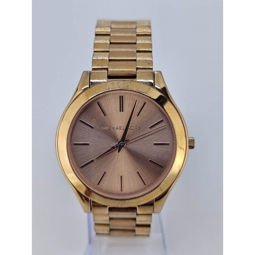 Michael Kors Women's Watch 42MM Rose Gold Dial Rose Gold Bands 7" NEW Battery